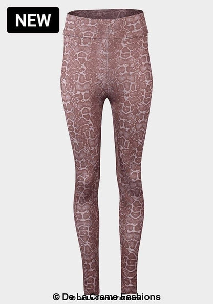 De La Creme ladies animal print leggings, stylish and fitted, featuring a bold animal pattern for trendy casual wear.