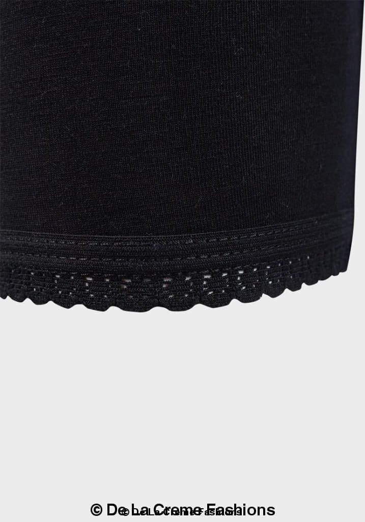 Black lace cuff 3/4 length leggings by De La Creme, stylish women&