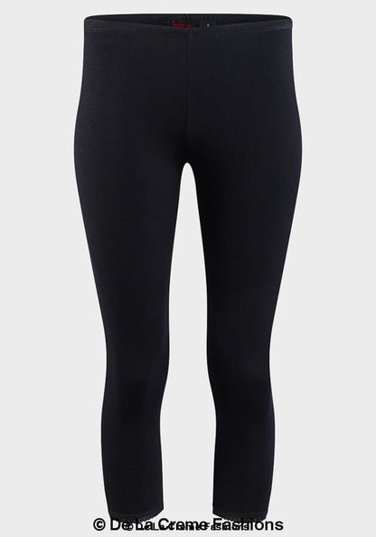 Black lace cuff 3/4 length leggings by De La Creme, stylish women&