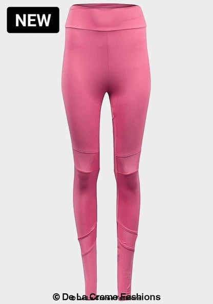 Pink mesh panel leggings for ladies by De La Creme, featuring a sleek fit and stylish design, from Rose Eleusis.