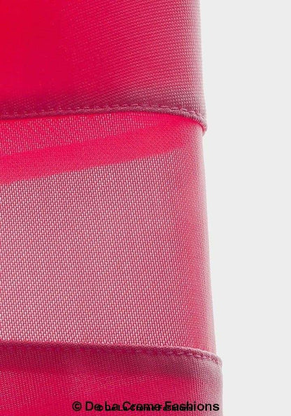 Pink mesh panel leggings by De La Creme, designed for ladies, featuring a stylish and comfortable fit with a vibrant pink color.