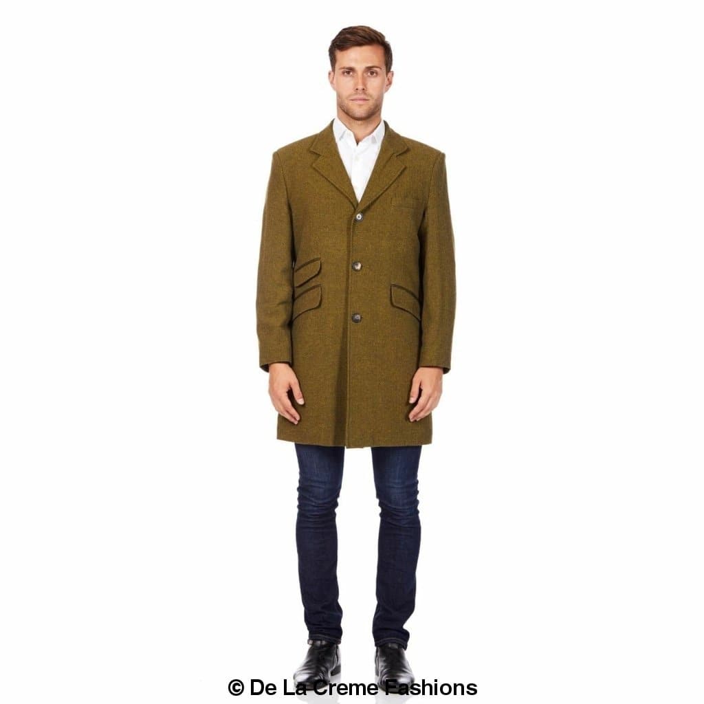 Rose Eleusis De La Creme MAN wool blend herringbone coat, men&