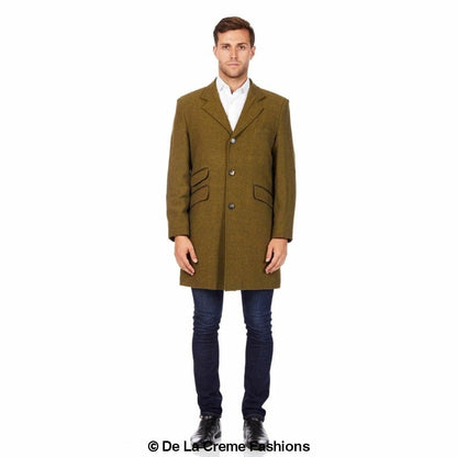 Rose Eleusis De La Creme MAN wool blend herringbone coat, men&