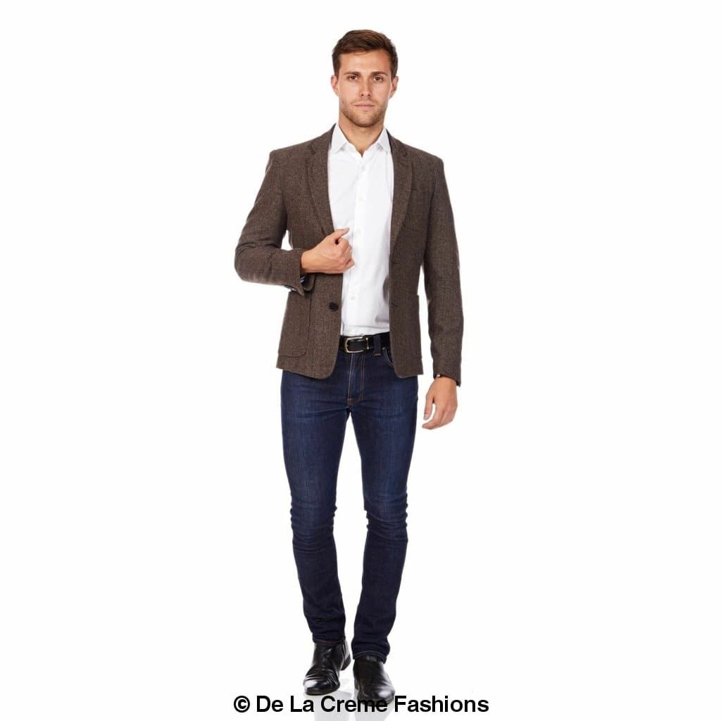 Rose Eleusis De La Creme MAN wool blend blazer for men, tailored jacket with classic lapel and stylish fit, in a versatile design.