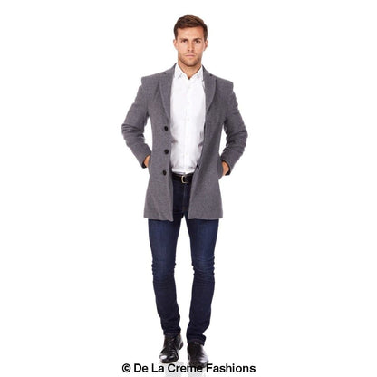 Rose Eleusis De La Creme MAN wool blend covert winter coat, men&