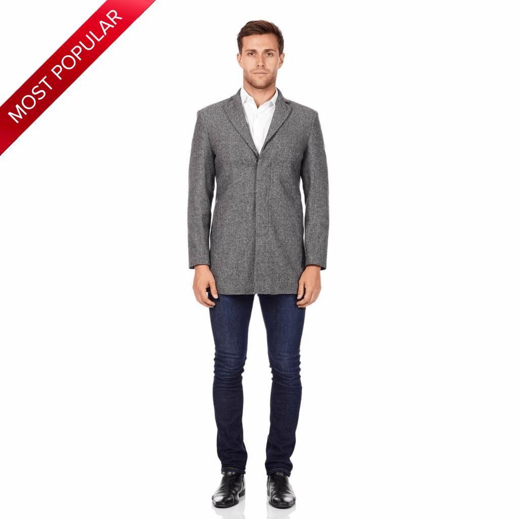 Rose Eleusis De La Creme MAN wool blend covert winter coat, stylish men&