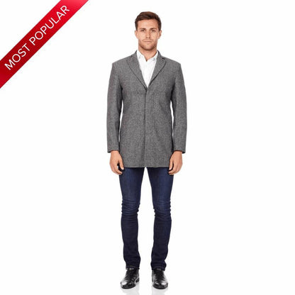 Rose Eleusis De La Creme MAN wool blend covert winter coat, stylish men&