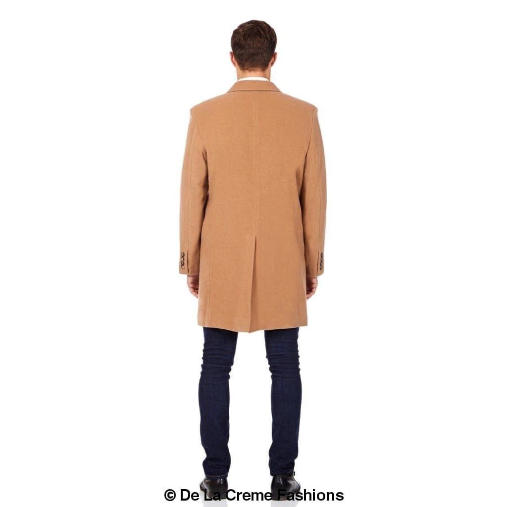 Rose Eleusis De La Creme MAN wool blend single-breasted retro mod coat, shown in a classic design with lapel collar and tailored fit.