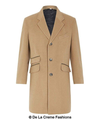 De La Creme MAN wool blend single-breasted retro mod coat by Rose Eleusis, shown on a hanger with a classic design and structured fit.