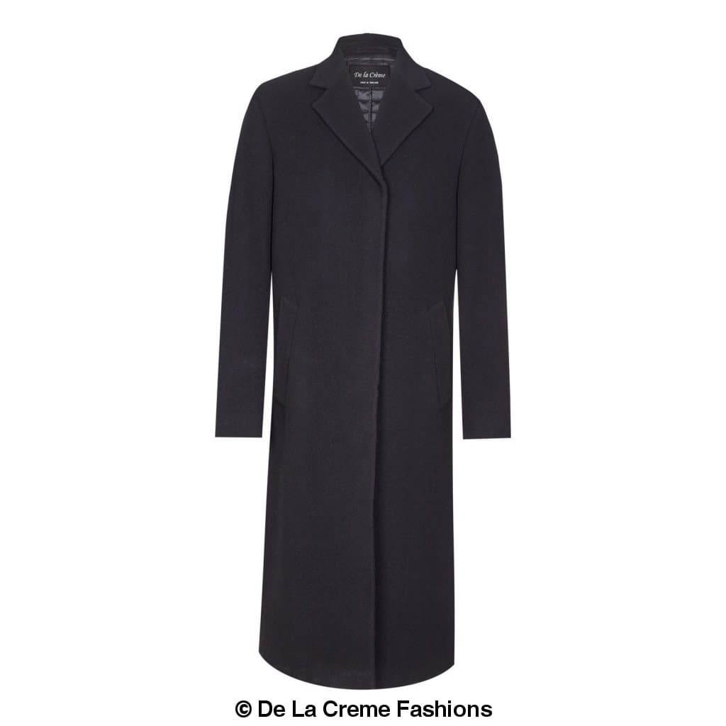 Rose Eleusis De La Creme MAN wool and cashmere blend covert long coat, tailored jacket with classic design and luxurious fabric.