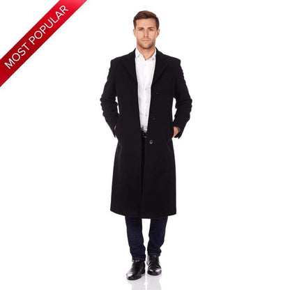 De La Creme MAN wool and cashmere blend covert long coat by Rose Eleusis, shown in a stylish, tailored design with classic lapels.