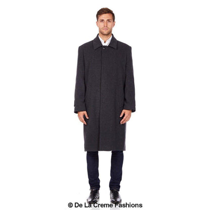 Rose Eleusis De La Creme MAN wool and cashmere long formal overcoat, stylish jacket with tailored fit and classic design.