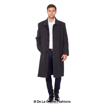 Rose Eleusis De La Creme MAN wool and cashmere long formal overcoat, stylish jacket with tailored fit and classic design.