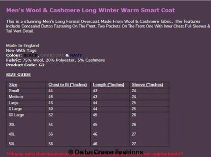Rose Eleusis De La Creme MAN wool and cashmere long formal overcoat, tailored jacket with classic design and elegant fit.