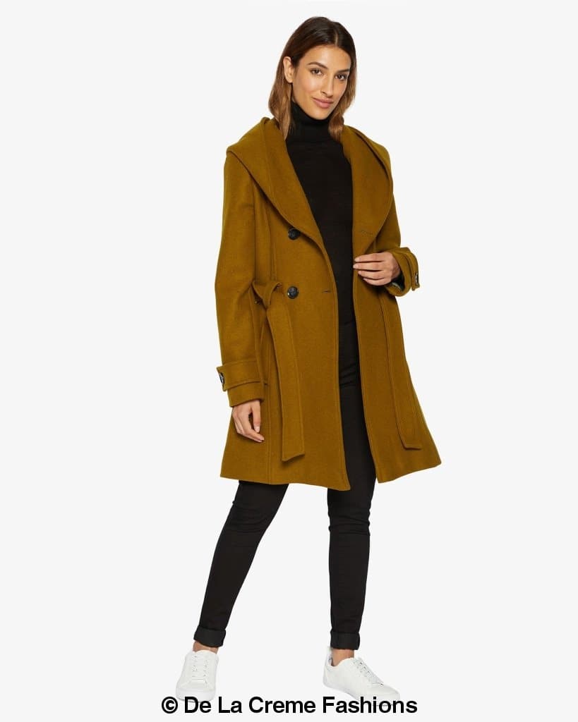Rose Eleusis Slim Fit Shawl Hooded Coat, women&