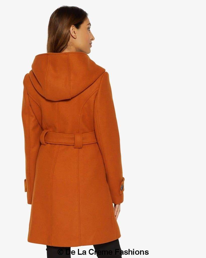Rose Eleusis slim fit shawl hooded coat for women, double-breasted design with belt, stylish winter jacket and coat.