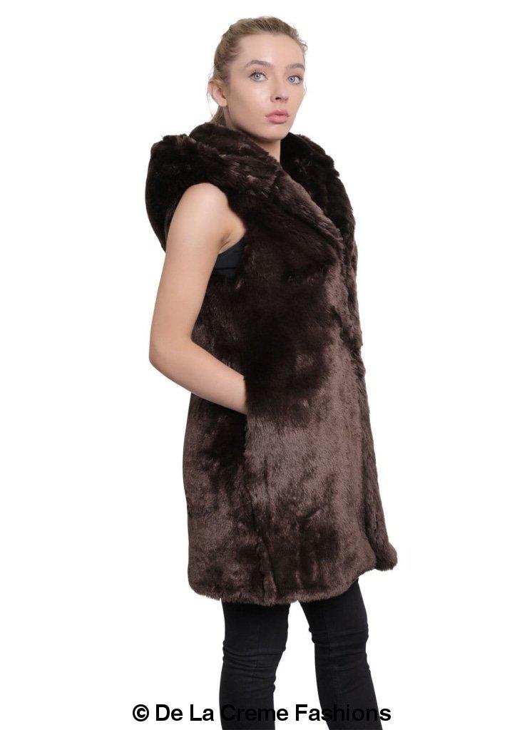 Rose Eleusis faux fur hooded gilet, stylish women&