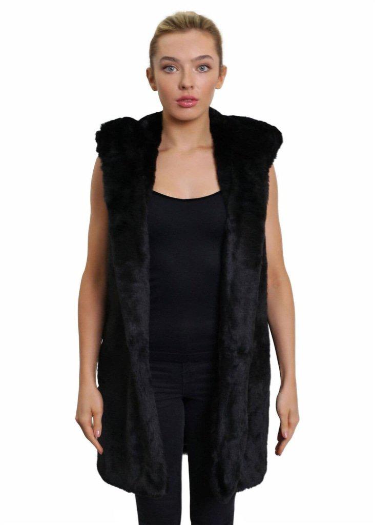 Rose Eleusis faux fur hooded gilet, stylish women&
