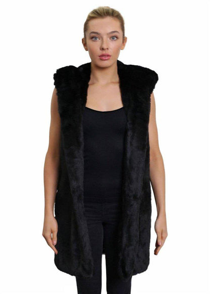 Rose Eleusis faux fur hooded gilet, stylish women&