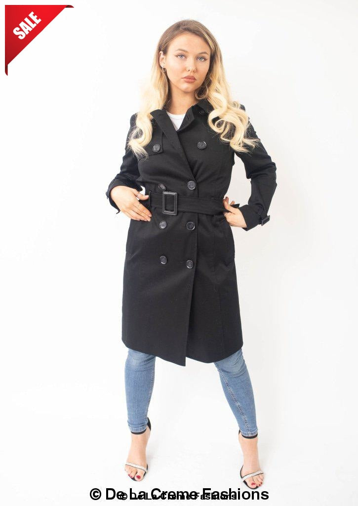 Black Rose Eleusis slim fit lightweight trench coat for women, stylish jacket with tailored fit and classic design.