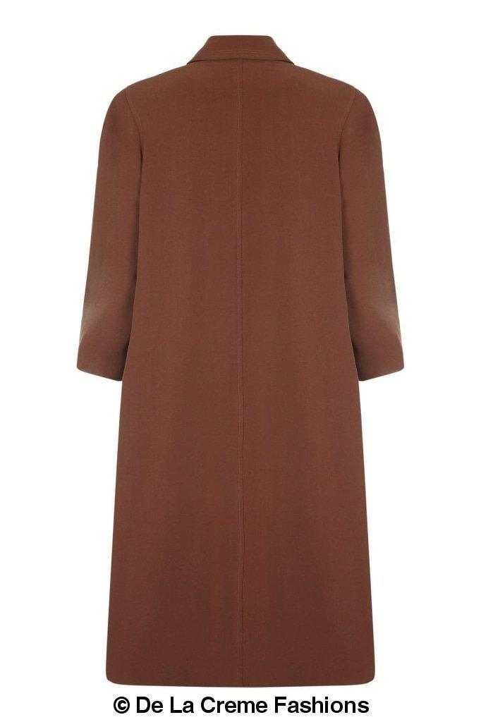 Plus size long coat by Rose Eleusis, lightweight spring/summer jacket with a relaxed fit and stylish design.