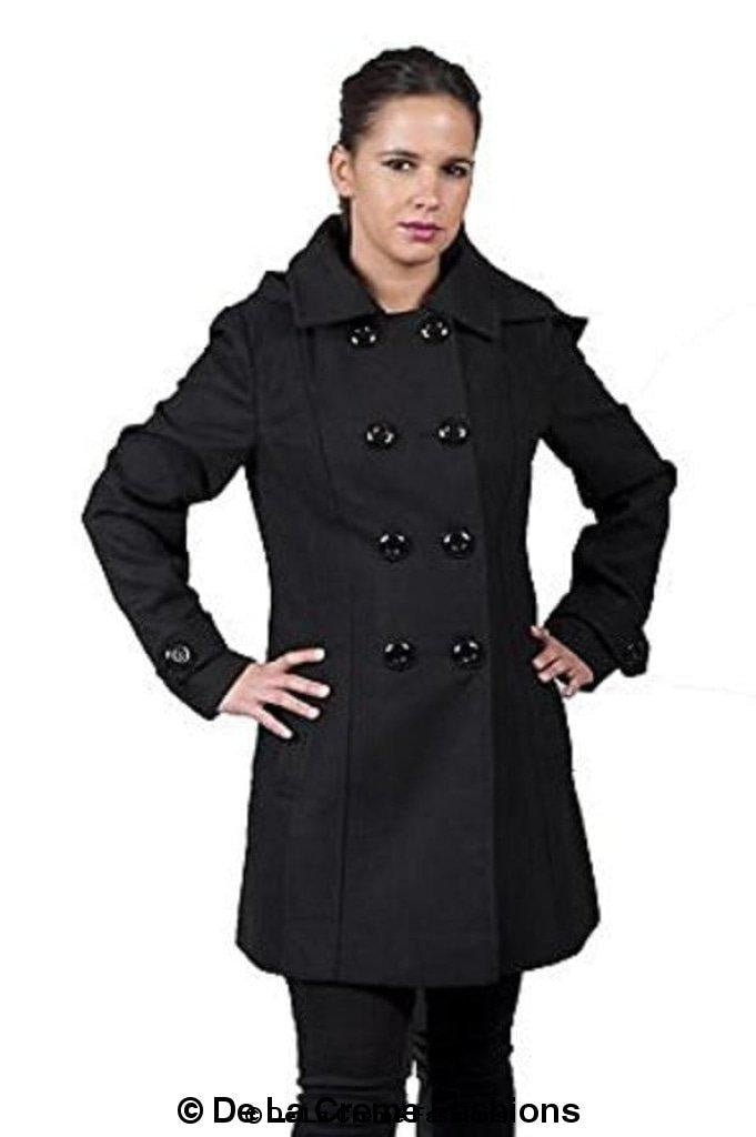 Women’s wool-feel double-breasted hooded coat by Rose Eleusis, stylish winter jacket with front buttons and a cozy hood.