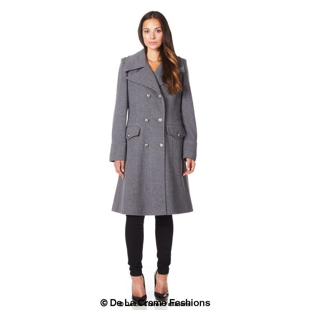 Wool blend double-breasted midi coat for women by Rose Eleusis, stylish and warm with classic design, shown on a model.