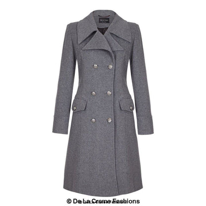 Wool blend double-breasted midi coat for women by Rose Eleusis, featuring a classic tailored design and button details.