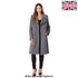 Rose Eleusis wool blend double-breasted midi coat in mid-grey, stylish jacket with classic lapels for women.