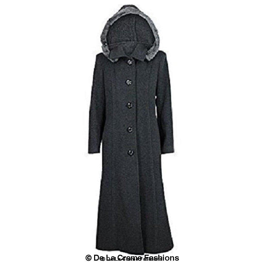 Rose Eleusis wool feel faux fur trim hooded long coat, stylish women&