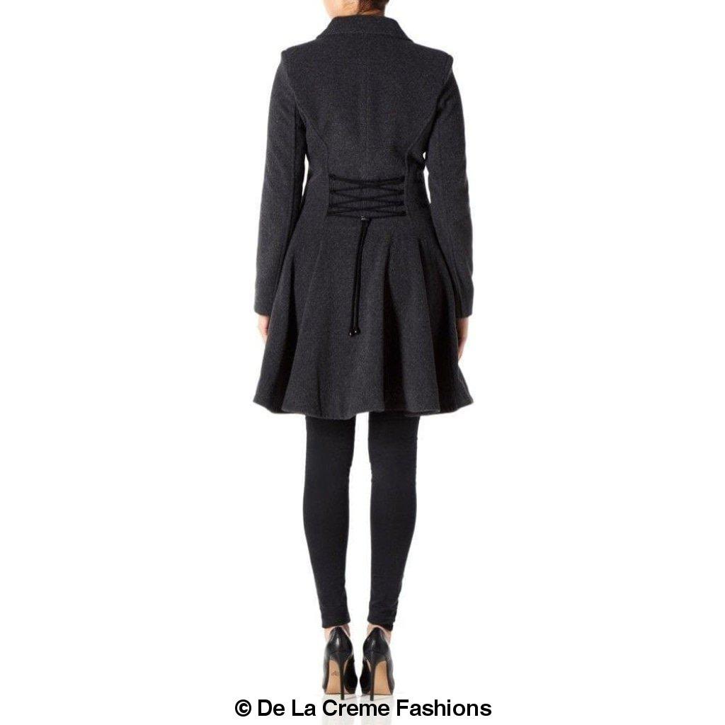 Rose Eleusis womens wool blend fit and flare double-breasted skater coat, stylish jackets and coats in a classic design.