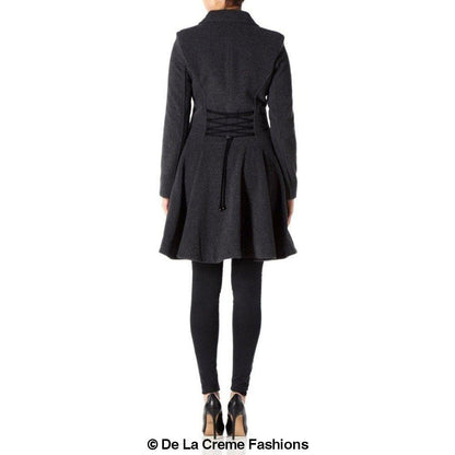 Rose Eleusis womens wool blend fit and flare double-breasted skater coat, stylish jackets and coats in a classic design.