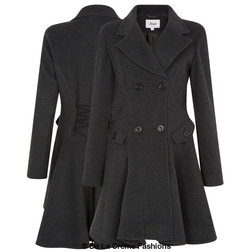 Rose Eleusis wool blend fit and flare double-breasted skater coat for women, stylish jacket with a flattering silhouette.