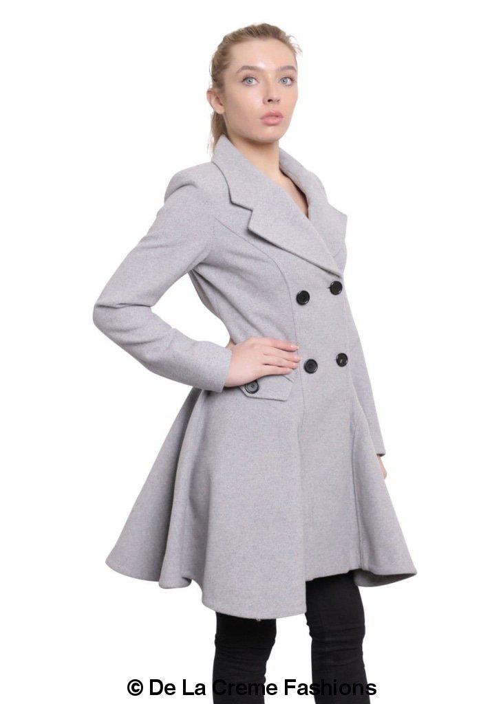 Rose Eleusis wool blend fit and flare double-breasted skater coat, women&