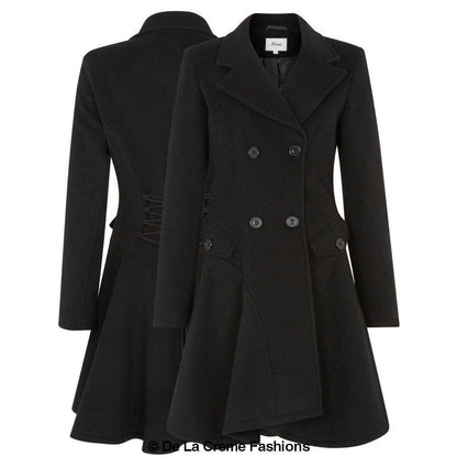 Rose Eleusis wool blend fit and flare double-breasted coat for women, stylish jacket with a classic silhouette and tailored fit.