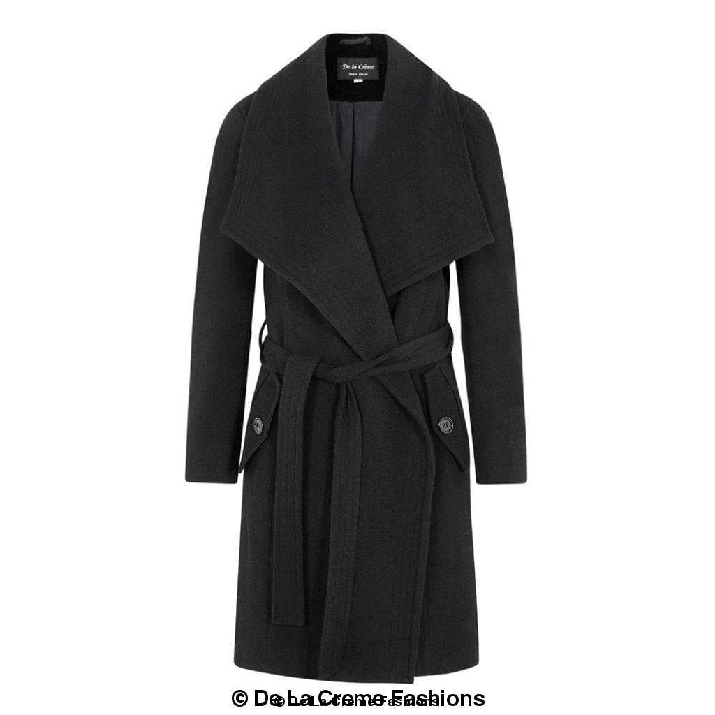 Rose Eleusis wool blend large lapel duster coat, stylish women&