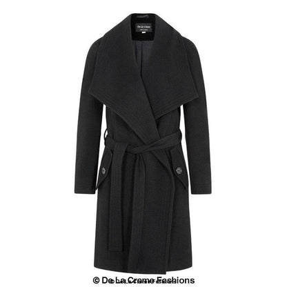 Rose Eleusis wool blend large lapel duster coat, stylish women&