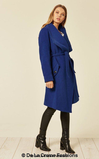 Wool blend large lapel duster coat by Rose Eleusis, stylish women&