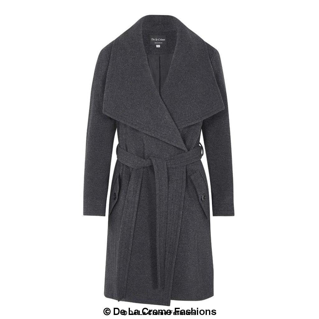Rose Eleusis wool blend duster coat with large lapel, stylish long jacket for women, perfect for layered winter looks.