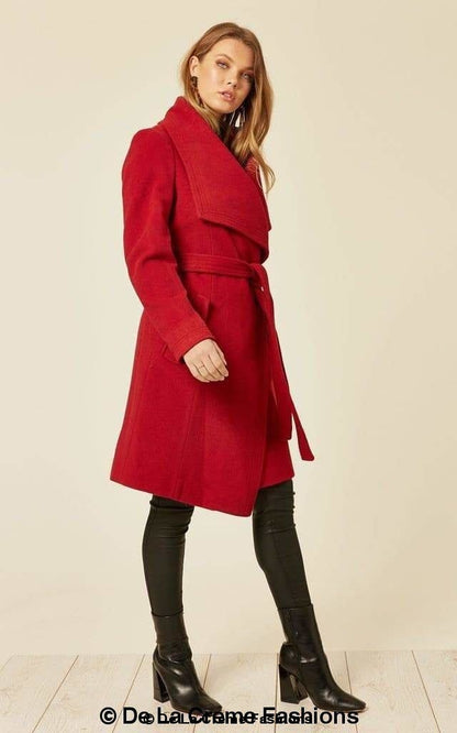 Rose Eleusis wool blend large lapel duster coat, stylish women&