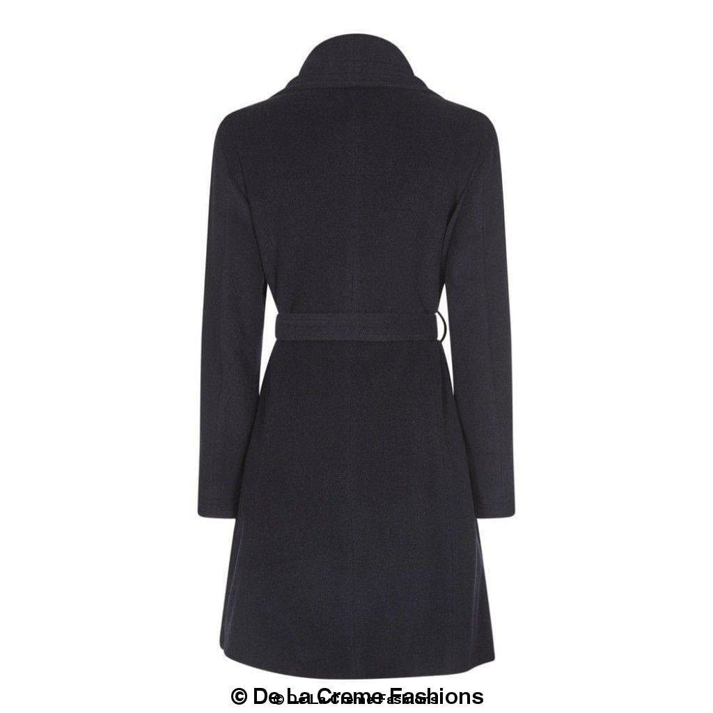 Wool blend large lapel duster coat for women, stylish jacket by Rose Eleusis, featuring a long silhouette and classic lapel collar.