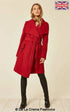 Red wool blend duster coat with large lapel, designed for women, by Rose Eleusis, stylish jackets and coats for cold weather.