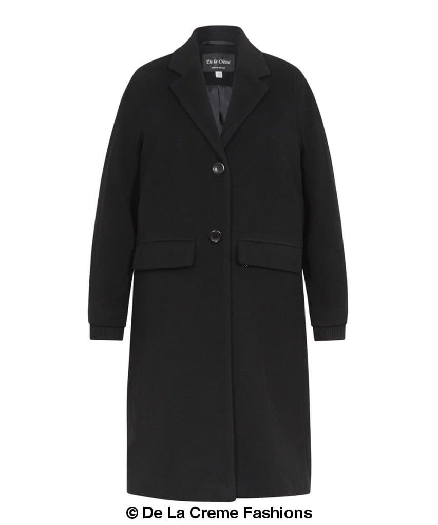 Womens wool blend knee-length winter coat by Rose Eleusis, featuring a warm, stylish design with a tailored fit.