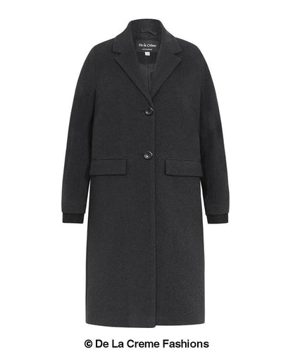 Womens wool blend knee-length winter coat by Rose Eleusis, warm and stylish jacket for cold weather, in a plush, cozy fabric.