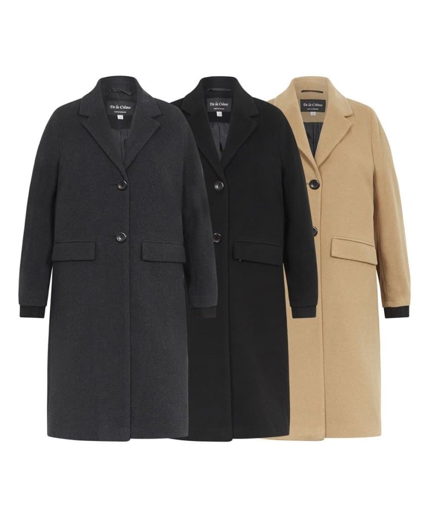 Womens wool blend knee-length winter coat by Rose Eleusis, warm and stylish with a classic design and cozy fabric.