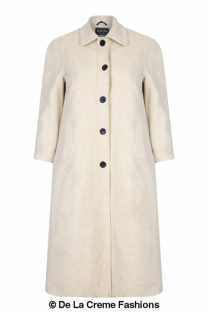 Plus size long coat from Rose Eleusis, made of wool and cashmere blend, featuring a tailored fit and classic design.