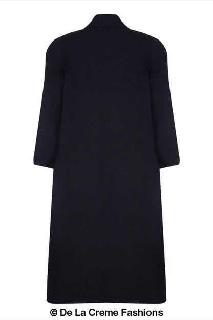 Plus size long coat by Rose Eleusis, made of wool and cashmere blend, featuring a stylish, cozy fit in a classic design.