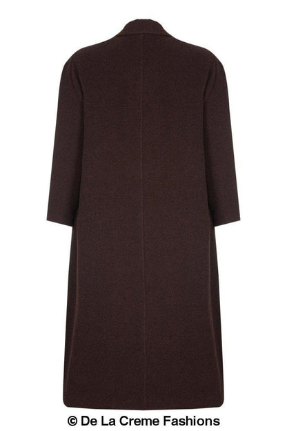 Plus size long coat by Rose Eleusis made of wool and cashmere blend, featuring a tailored fit and classic design.