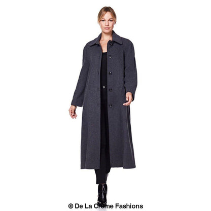 Plus size long coat by Rose Eleusis in a wool and cashmere blend, featuring a tailored fit and classic design.