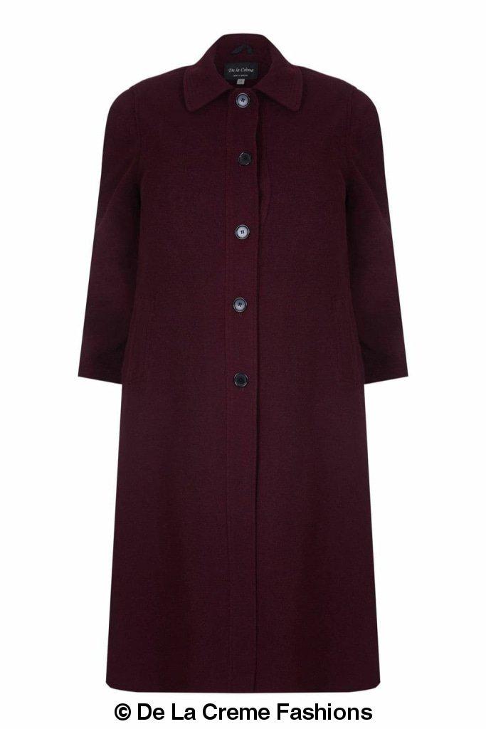 Plus size long coat by Rose Eleusis in a wool and cashmere blend, featuring a tailored fit and classic design.